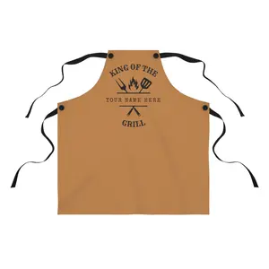 Personalized BBQ Apron for Him - Custom Grill Accessories, Cooking Gift, Brown Apron - Husband, Boyfriend BBQ - Gift Idea
