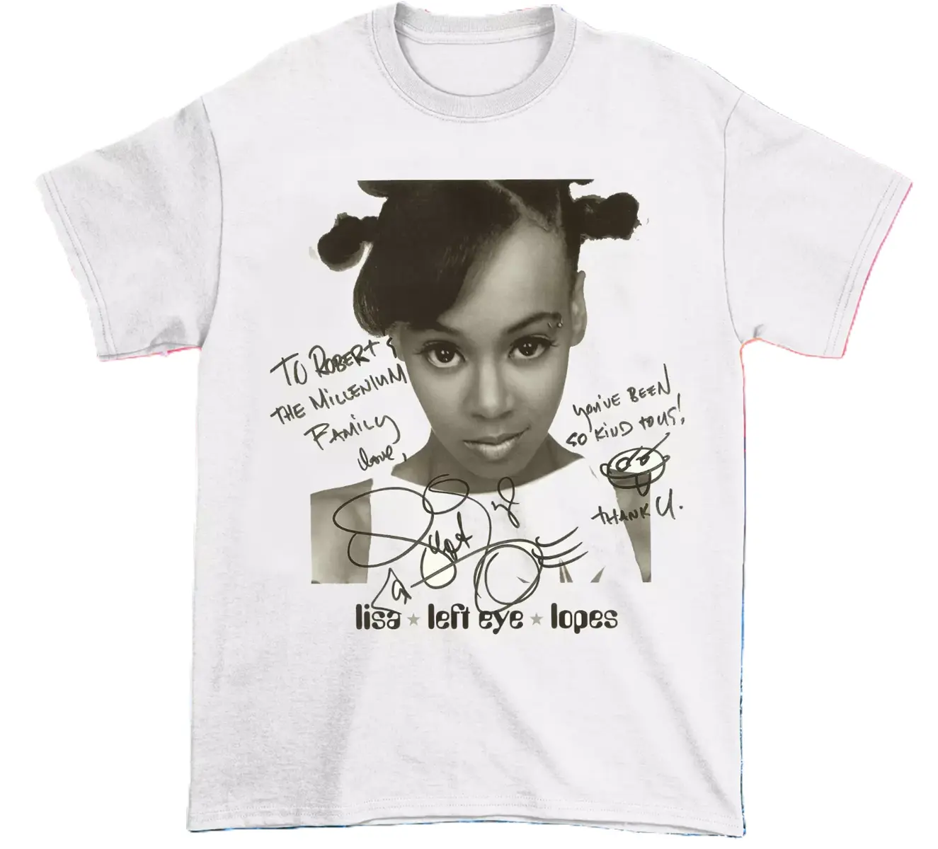 Lisa Lopes Lisa Left Eye Signature T Shirt Cotton Fabric