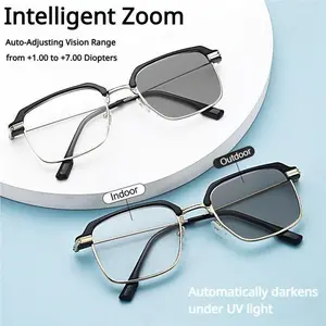 [High-definition] Multifunctional autofocus reading glasses, UV and blue light protection, high-definition lenses, soft silicone nose pads, suitable for reading, using mobile phones, and can be worn while driving or traveling. Unisex.