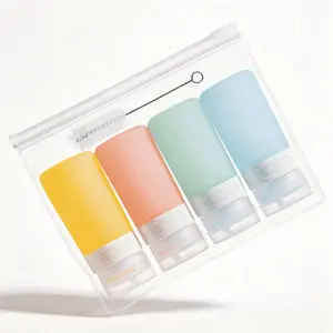 Micebay Condiment Squeeze Bottles for Sauces, 2-oz Mini Silicone Dressing Containers with Reusable Bag, Leakproof Sauce Bottle for Meal Prep, Travel, and Bento Boxes, 4 Pack, Candies