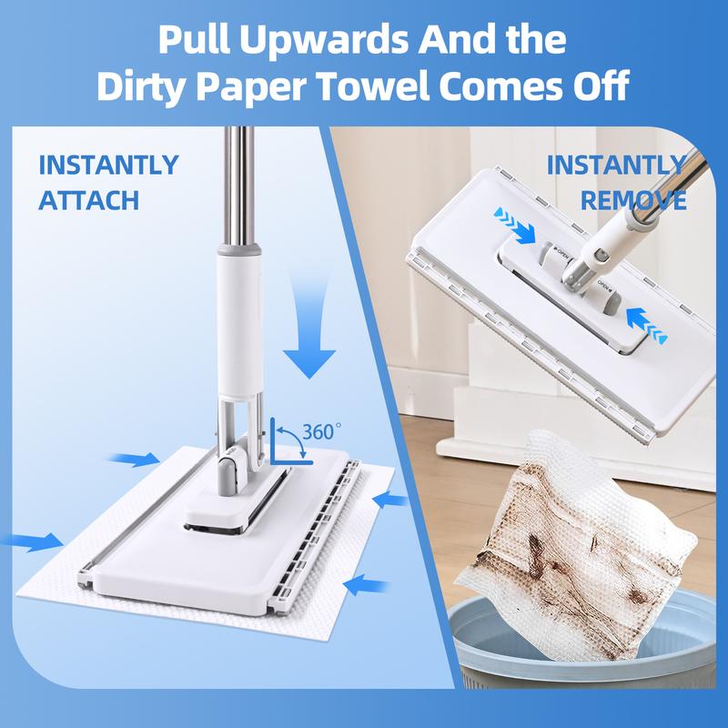 2026 Upgraded Snap Grip Mop Extendable – Contactless Flat Mop for Wet and Dry Cleaning Includes 1 Mop and 6 Microfiber Cloths Locking Head for Floors Walls Corners & Tight Gaps