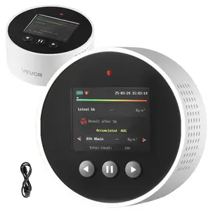VEVOR Radon Detector for Home, 3.3Bq to 37kBq/m³, Radon Meter, Portable Battery Powered Radon & Air Quality Monitor, Color Display, Long-Term Radon Concentration Monitoring, Rechargeable or Wired Use