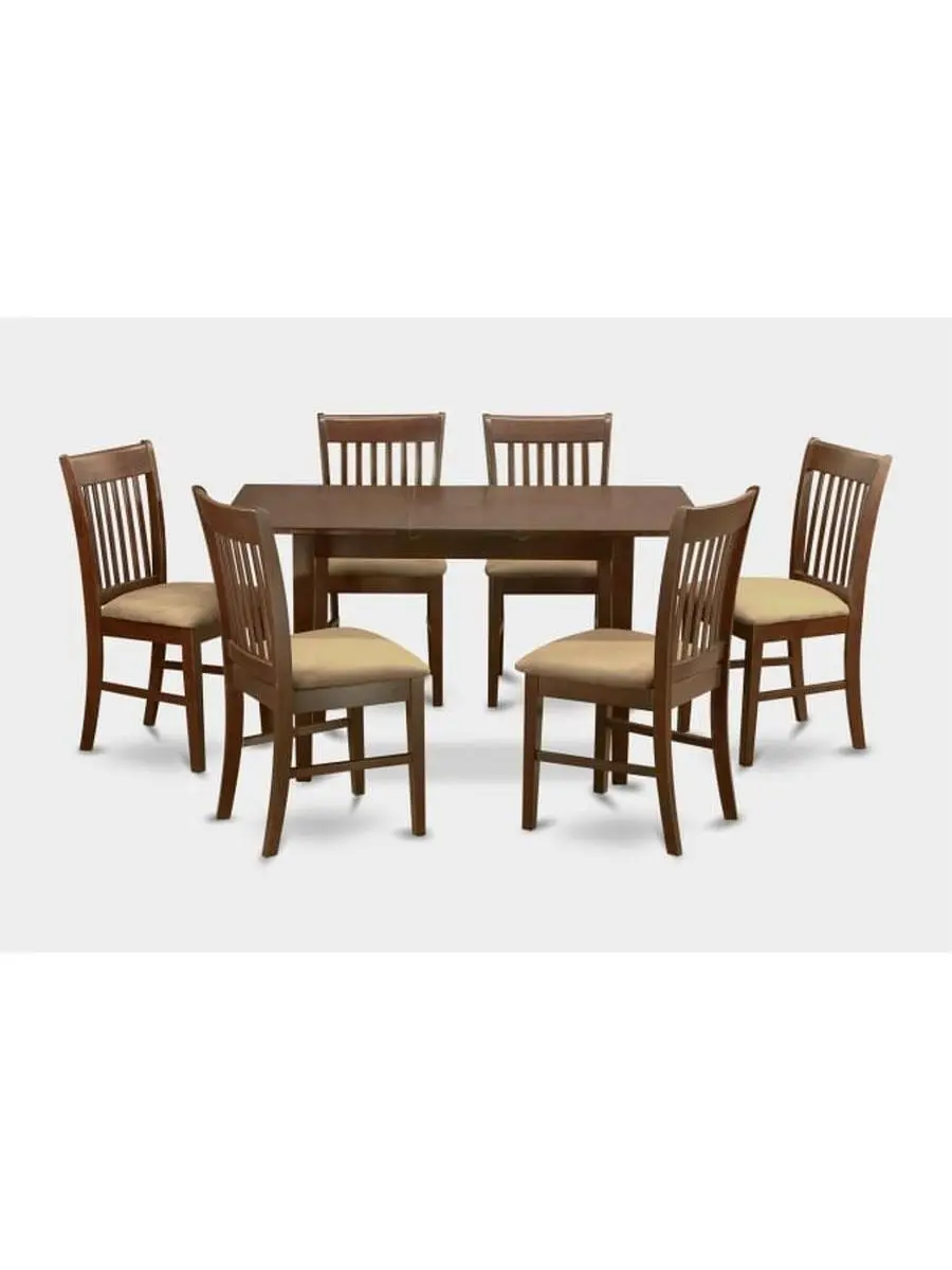 7 Piece Kitchen Nook Dining Set-Table With Leaf and 6 Dining Room Chairs