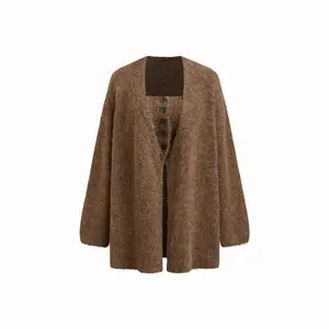 Cider Knit Wool-blend Two Way Long Sleeve Oversized Cardigan With Bandeau Top