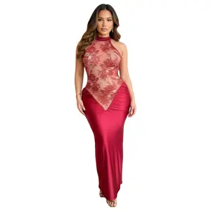 Bodycon silk maxi dress Lace Womenswear Elegance Smooth