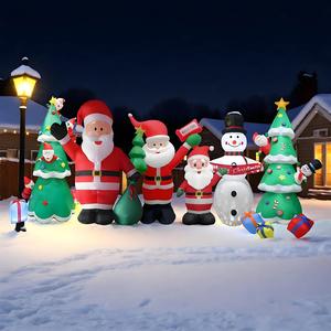 inflatable santa claus decoration with welcome sign & tree, led lights, indoor outdoor christmas decor, yard lawn garden winter display