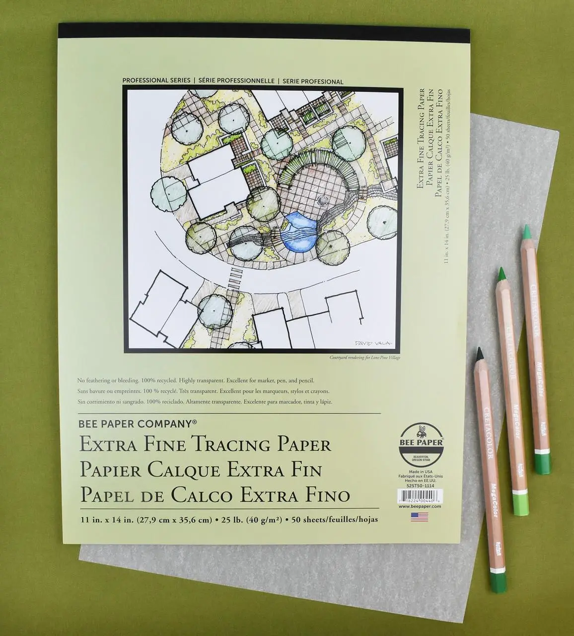 Bleedproof Extra Fine Tracing Pad, 50 sheets, 11" x 14"