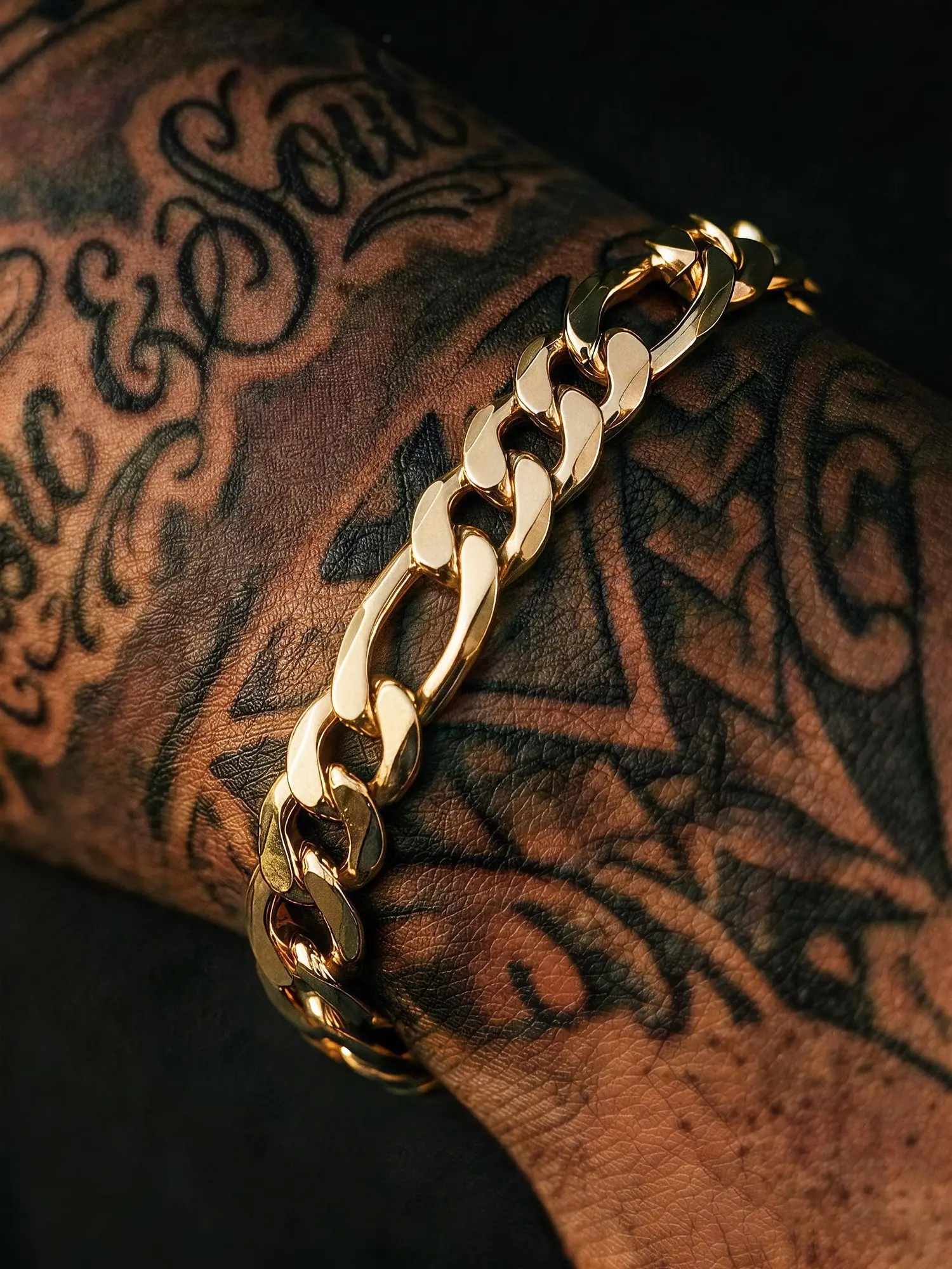 Figaro Hand Chain Bracelet, Unisex Copper Jewelry, 18 Gold Plated, 6/8/10/12mm 8 Inch, Daily Wear, Holiday Gift, Party Accessory, Fashion Wrist Jewelry