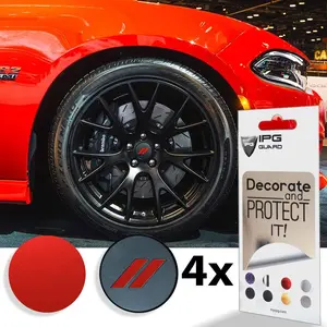 Compatible for Dodge Charger Challenger Durango Wheel Center Cap Decal Sticker Wrap Kit Personalize Your Vehicle (Inner Logo, Red Pearl)