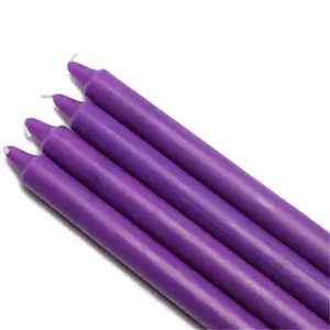 212 MAIN 10 in. Straight Taper Decor Candles - Purple, 12-Piece Handpoured Smokeless Unscented Wax, 10-Hour Burn Time for Candlesticks, Camping Lights