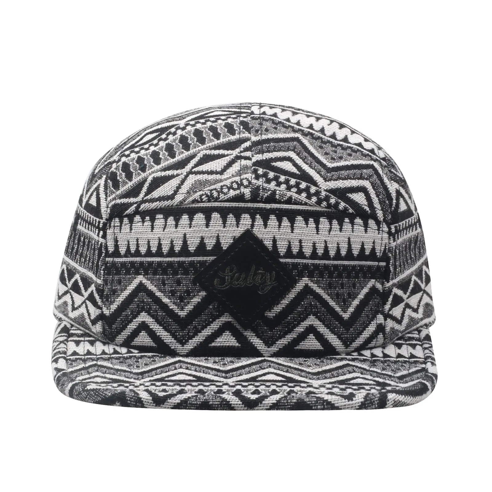 HatPhile Salty Native Pattern Multi-Color Jacquard 5-Panel Hat – Camp Cap, Vibrant Cultural Flair, Adjustable Strap, Large Size 7 1/4–7 3/8