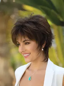 Short Straight Wigs for Women, Bob Hair Wig, Gorgeous Fluffy Wigs with Bangs, Synthetic Full Machine Wigs for Party, Daily Use