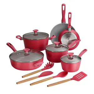 Tramontina 14 Pc Ceramic Induction-Ready Cookware Set, Red
