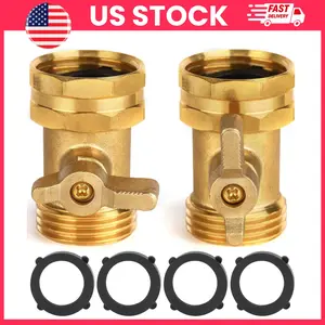 Hose Shut Off Valve, Brass Hose Connector, Garden Hose Shutoff Valve, Heavy Duty Water Hose Valve 3/4 Inch, SOLID Brass Hose Flow Control Connector With Extended Handle, Outdoor Irrigation Hose Fitting Adapter, Gardening Lawn Summer Essentials
