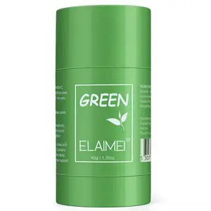 ELAIMEI Green Tea Mask, Alaska Volcano Pore Clay Stick Cleansing Blackhead Remover Face Mask Stick with Natural Clay Gentle Exfoliating Smoothing Skin (40g/1.35oz)