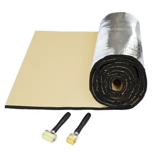 1 Set Car Sound Insulation Mat 10mm Door Hood Engine Heat Insulation W/ Roller Push Tool 200x50cm 79"x20"