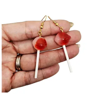 Lollipop Earrings - Red Candy Design with White Stick - Fun & Unique Jewelry for Women