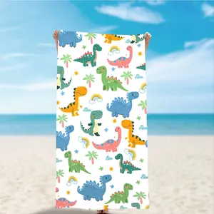 Cartoon Dinosaur Print Beach Towel, Soft Absorbent Quick-Dry, Perfect for Beach Pool Party Spa Home Outdoor Picnic