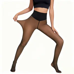 HiStock New Compressed Wool Velvet Seamless 4-Size Tight Pants with Wool Lining for Women, TAN Wool Pantyhose, new compression band Winter Warm and Heat-Generating Imitation Transparent Leggings - Comes with a Fitted & Cute Design Matching Adjustable