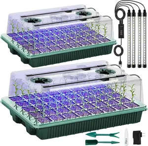 Seed Starter Tray with Grow Light, 2 Packs 80 Cells Seed Starting Kit Seedling Starter Trays with Grow Lights,  Germination Trays with Humidity Dome  Starter Kit