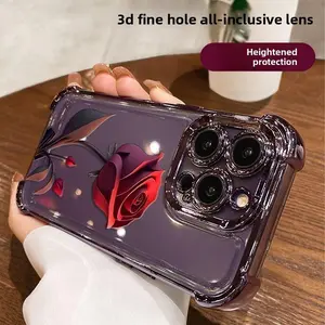 Fashion Rose Phone Case for 15 16 Plus 14 13 12 11 Pro Max, No  Yellowing Shockproof Four-corner Airbag Electroplating  Phone Cover for Women and Girls