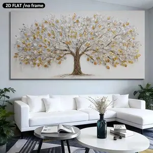 2D Flat, 1pc a Large 19.68in50cmX39.37in100cm UnFramed，Frameless Tree of Life Design of Life Wall Art Painting Modern Home Decoration Canvas Prints Suitable for Living Rooms Bedrooms Realistic Posters Decorative Gifts