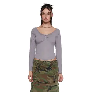 Text Me Long Sleeve Top - Gray