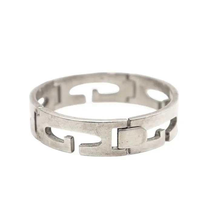 Pre-owned GUCCI Sterling Silver 925 (Ag925) Small Leather Goods G Logo Cutout Silver 925 Bracelet