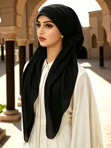 Women's Solid Color Instant Headscarf, Elegant Simple Breathable Comfortable Headwrap, Fashion Soft Headscarf for Women and Girls