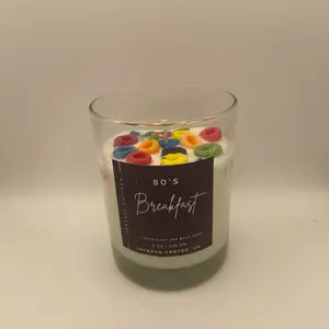 80's Breakfast 8oz Soy Candle with Colorful Fruit Loops for Nostalgic Aroma