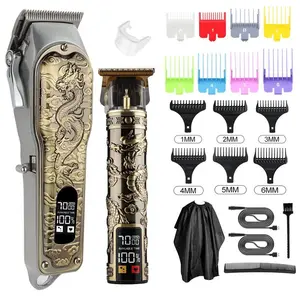 Dragon Pattern Wireless Hair Clipper Kit, 1 Set Professional Hair Trimmer Kit, LCD Display Hair Clipper Set, Hair Trimmer for Men, Barber, Stylist, Barber Hair Clippers, Cordless Hair Clipper