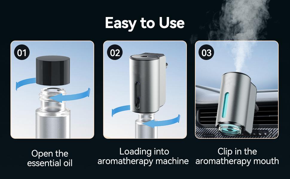 Shonoppy Smart Car Air Freshener with Three Adjustable Scent Levels Portable Waterless Diffuser Aromatherapy 6x10ML Natural Perfume Fruity Fragrance