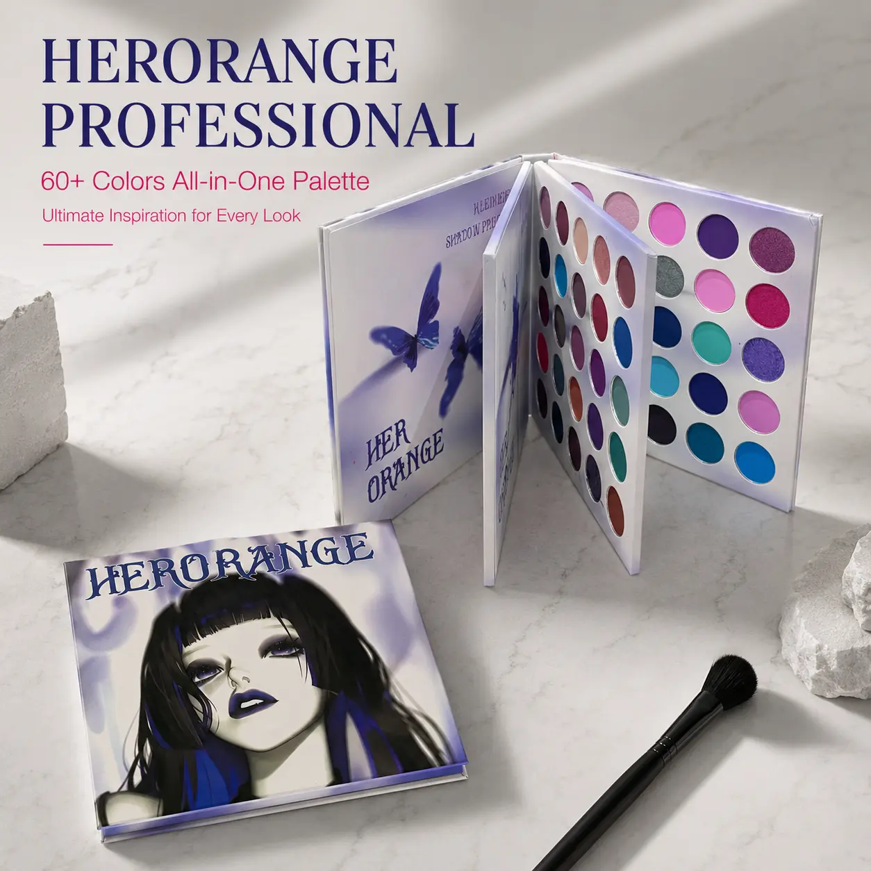 HERORANGE 66-Color Multichrome Eyeshadow Palette | Velvet Matte & Shimmer Finish | Dramatic Gothic Smokey Eye | Buildable Long-Wear Pigment | Halloween Spooky Season & Night Party Makeup | Festive Christmas Gift for Her  #eyeshadowpalette !