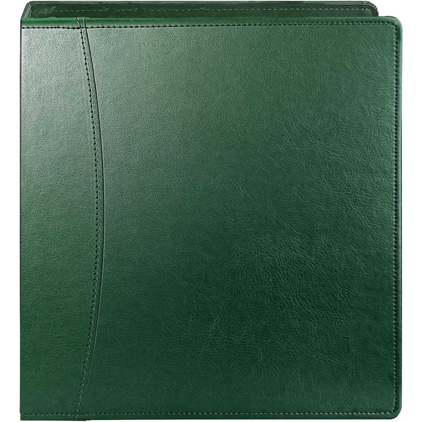 Lightweight Synthetic Leather 3-Ring Binder with Protective 3-Ring Mechanism - 2-Inch Capacity - Fits 8.5"x11" Letter-Size Paper - Built-In Interior Pockets - Durable Business Office Organizer (Green)