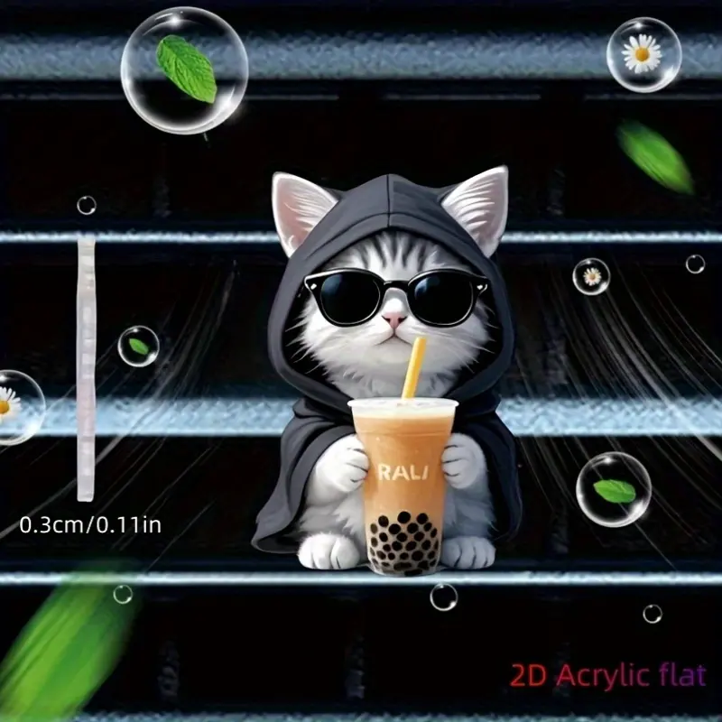 Cute Cat Air Freshener with Sunglasses, Acrylic Pet Vent Diffuser, Car Perfume Accessory, Car Fragrance, Car Scents, Essential Oil Dispenser, Car Aromatherapy Diffuser, Car Interior Diffusers