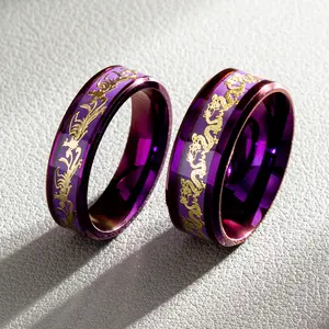 Titanium Steel Dragon Phoenix Ring Fashionable Geometric Animal Design Couple's Pair Ring Electroplated 5g Daily Wear