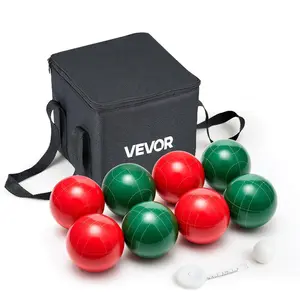 VEVOR Bocce Ball Set, 100 mm, with 8 Resin Balls, Pallino, Carrying Bag and Measuring Rope, Red/Green/Blue/Yellow 4 Colors, for 2 to 8 Players, Bocce Ball Game Set for Beach, Lawn, Family Backyard