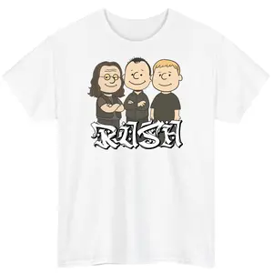 Vintage Rush Cartoon T-Shirt – Classic Rock Band Graphic Tee, Retro Music Shirt for Men & Women