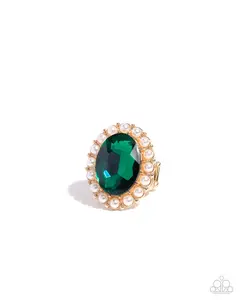PREORDER Officially Optimistic - Green Gem Gold Ring - Paparazzi