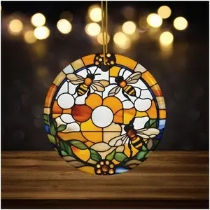Honey Bee Ceramic Ornament - Perfect Gift for Gardeners and Beekeepers - Circle/Star/Heart/Oval Shapes