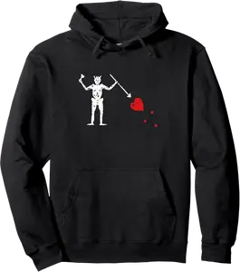 Vintage Edward "Blackbeard" Teach Jolly Roger Pirate Flag Pullover Hoodie - Hufsakha Shop 90B0C5RHXHWP