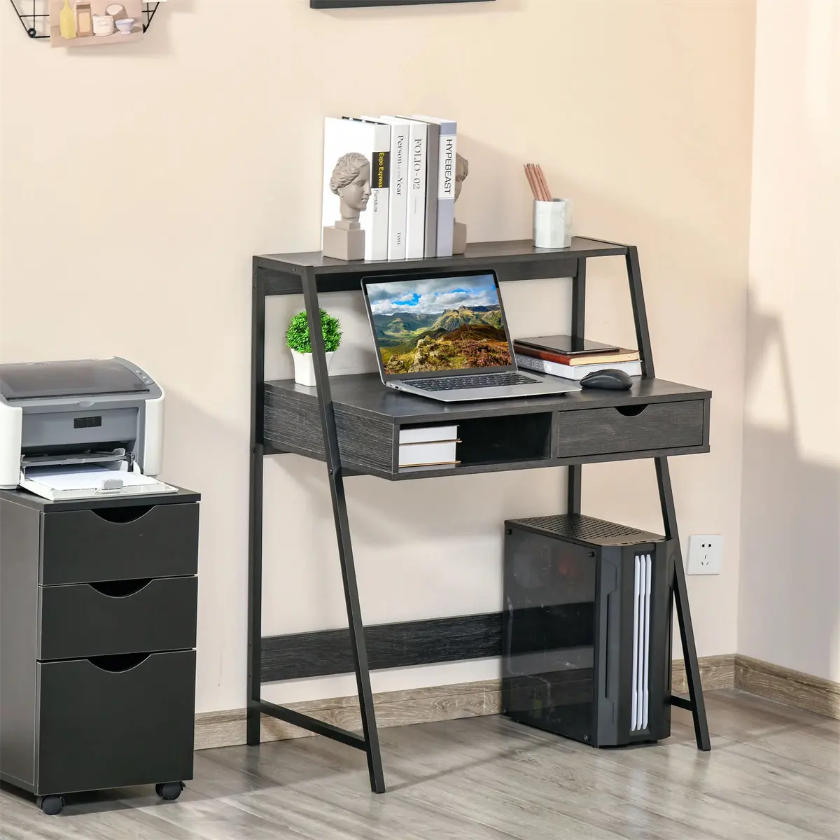 Computer Desk with Drawer ,Grey,The Modern Concise Style, Gaming Office Writing Work Desk for Home Office, Study, Bedroom, Work from Home(High end and high-quality Computer desk)