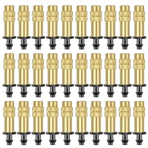 2/30/100 copper-head atomizing nozzles with adjustable flow rate are connected with 1/4"(4/7 capillary) garden irrigation hose for gardening and watering flowers.
