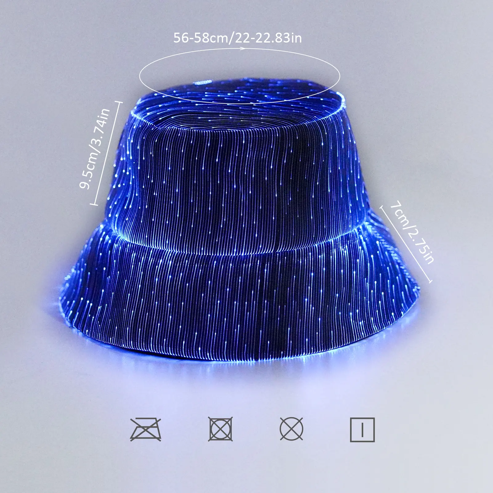 CARVEDREAM LED Rave Bucket Hat - Light-Up Fisherman Cap with 7-Color Blink, Glow-in-the-Dark, USB Rechargeable for EDM Festivals, Fashion Accessories, Cool Hats
