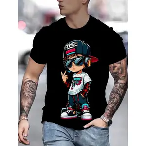 Men'S Novelty T-Shirt with 3D Digital Printing, Short-Sleeved.
