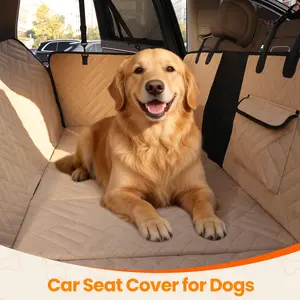 【TikTokShopStockUp】 VALUXE Dog Car Seat Cover for Large Dogs, Full-Cover Waterproof Back Seat Protector, Foldable, Beige/Black Summervibes petlovers summerwins