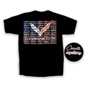 C7 Corvette American Flag T-Shirt – Double-Sided Patriotic Graphic Tee for Men & Women, Perfect Gift for Corvette Fans & Car Lovers