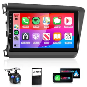 Android Radio for【Honda Civic 2012 2013 2014 2015】with Wireless CarPlay/Android Auto/MirrorLink, 9 Inch Touch Screen Audio USB SWC Backup Camera