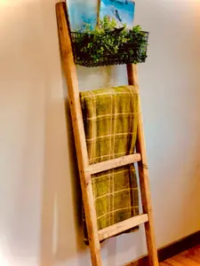 Blanket Ladder, Wood blanket ladder, Towel Rack, 5ft decorative ladder, 4ft wide ladder, 6ft tall ladder