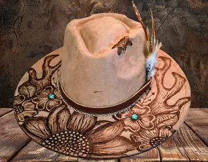 Rustic Rancher - Custom Hand burned Rancher Hat